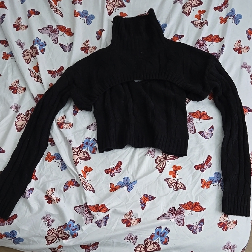 Black Turtleneck Cropped Sweater